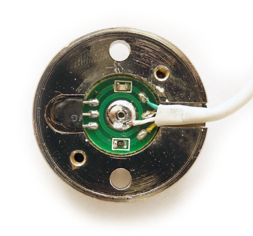 Контактор ТМ, накладной, двухцветный светодиод, металл., никелированный, уличное исполнение.