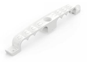 Держатель труб для прямого монтажа двусторонний на 8 мест белый d16 (25шт/уп)