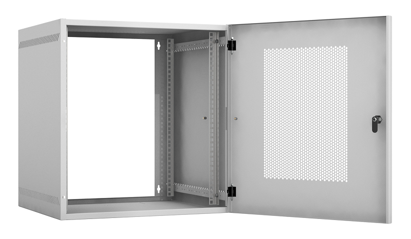 EC-WA-125450-W-P-GY - Настенный шкаф 19", 12U, перфорированная дверь, Ш540хВ573хГ500мм, 2 пары монтажных направляющих, сварной, серый Настенный шкаф 19", 12U, перфорированная дверь, Ш540хВ573хГ500мм, 2 пары монтажных направляющих, сварной, серый