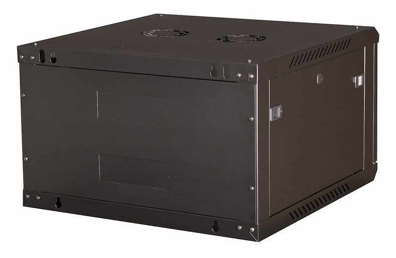 Шкаф 19" телекоммуникационный настенный, 6U 368х600х600 мм, дверь стекло, черный