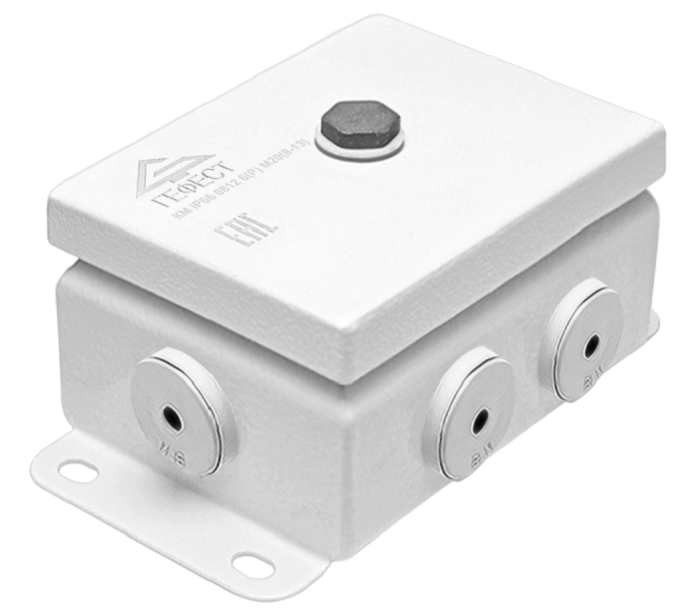 Коробка монтажная общепромышленные, оцинкованная сталь 1,2мм, IP66, 86х126х62 мм, 6 вводов, диаметр присоединяемого кабеля: М20 (8-13), (Р) - резиновый ввод