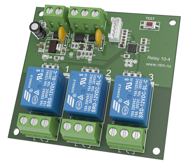 Релейная плата адресная на 3 выхода предназначена для подключения к охранным панелям