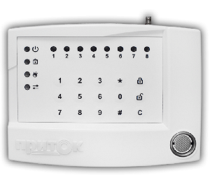 Контроллер охранно-пожарный, канал связи с ПЦН — Ethernet, GSM. 4 шлейфа (ОС, ПС,<br />
ТС), встроенная клавиатура, считыватель ТМ.