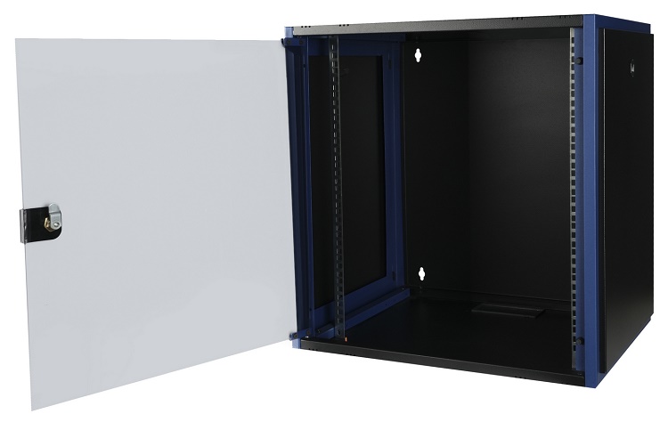 Шкаф настенный 19", 12U 600х450, стеклянная дверь, черный