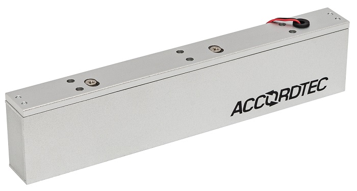 Электромагнитный замок, 12V/24V DC, 0,5 A, усилие 350 кг, 253x50x28 мм. 2190 г., офисный дизайн, планка в комплекте, световая индикация, Датчик Холла положения замка (выход реле НО, НЗ). Датчик положения двери (геркон). -40°С…+40°С