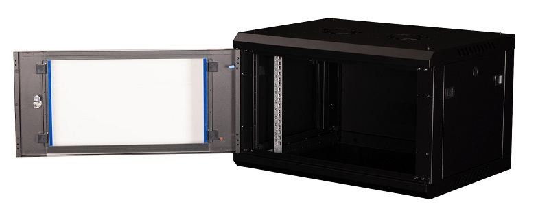 Шкаф 19" телекоммуникационный настенный, 6U 368х600х450 мм, дверь стекло, черный