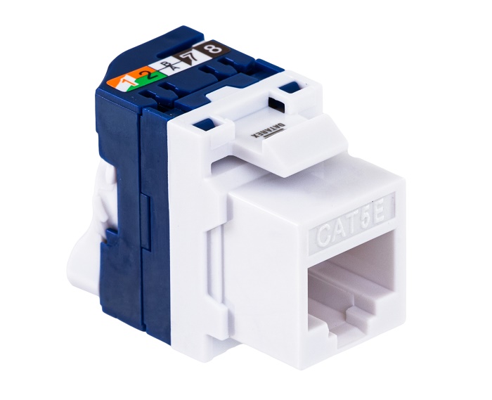 Модуль Keystone кат.5e, UTP, 1xRJ45, T568A/B, без инструм., белый