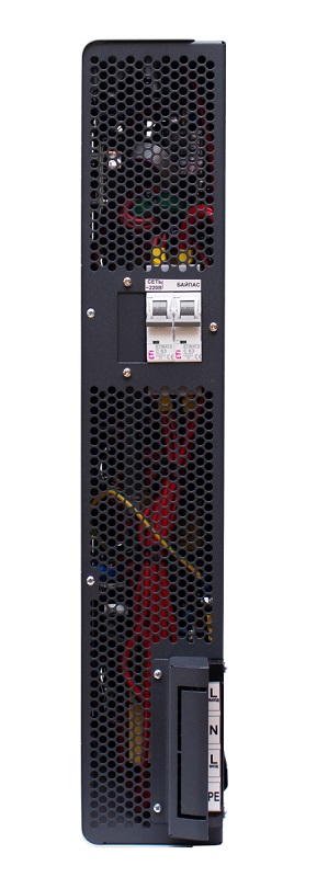 Стабилизатор переменного напряжения инверторный (с двойным преобразованием) однофазный, чистая синусоида; P-нагр.12 кВА/11 кВт, U-вх.165…310 В, U-вых.220…230 В (с шагом 1 В), I-вых.55 A; IP20, t-раб. +5…+40°C, 535х480х103 мм