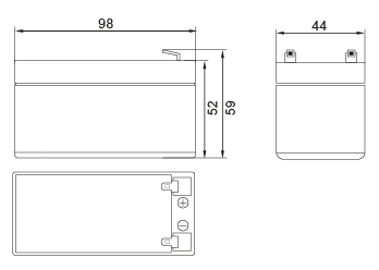 Аккумулятор 1,2А/ч, 12В, 98х44х59 мм, вес 0,6 кг