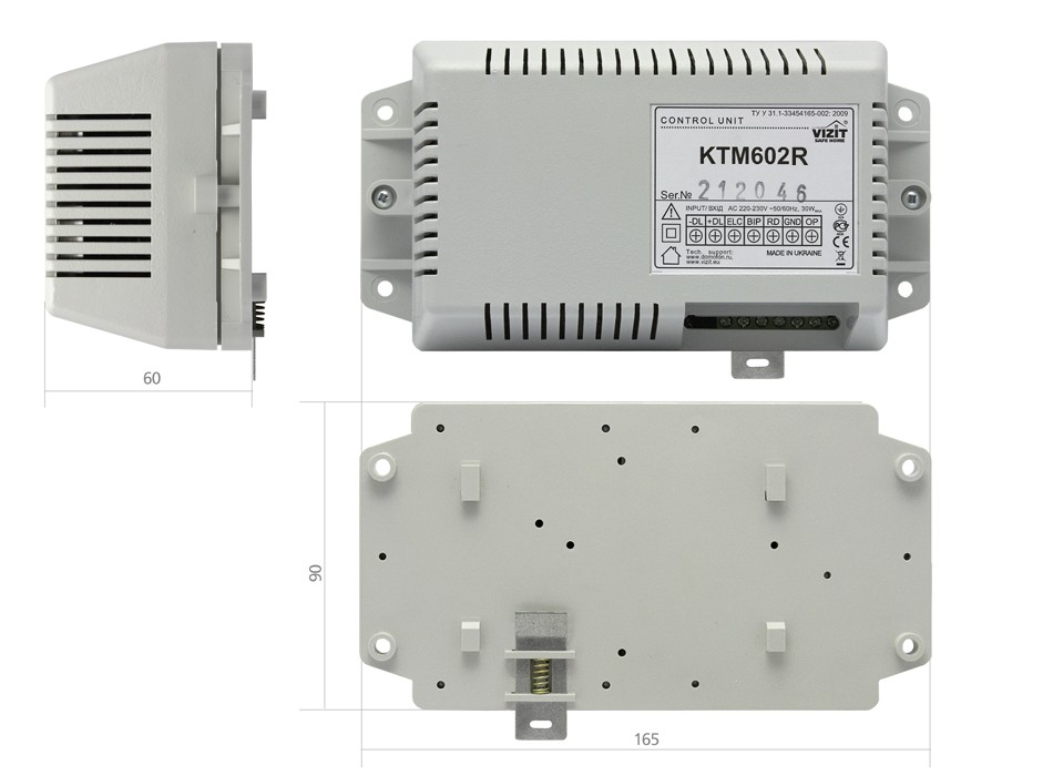 Контроллер ключей VIZIT-RF2 (RFID-125 kHz брелок EM-Marin), до 2680 ключей, питание и управление открытием замка, таймер (1 или 7 сек.), 190-240VAC. Выход 18V/0,4A для питания индивидуального домофона.