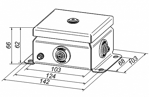 Коробка монтажная огнестойкая IP55, 4 вводов,  фарфоровый клеммник 14 контакта, до - 3 мм кв., 103х103х62 мм, Сталь оцинкованная 1,2 мм с полимерным покрытием (белый)