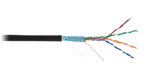 Кабель F/UTP 4 пары, Кат.5e (Класс D), 100МГц, одножильный, BC (чистая медь), внешний, PE до -40C, черный, 100м