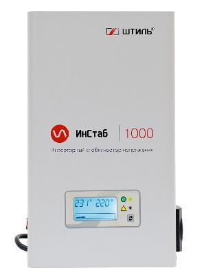 Стабилизатор переменного напряжения инверторный (с двойным преобразованием) однофазный, чистая синусоида; P-нагр.1 кВА/0.8 кВт, U-вх.90…310В, U-вых.220…230 В (с шагом 1 В), I-вых.4.5 А; IP20, t-раб.+5…+40°C, 300х180х96мм