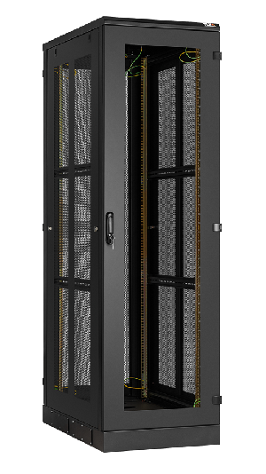 Напольный шкаф 19", 33U, стеклянная дверь, боковые перфорированные металические стенки и задняя дверь Ш600хВ1660хГ1000мм, в разобранном виде, черный