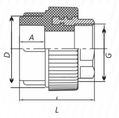 Муфта комбинир. ПП под ключ D50-1 1/2"ВР
