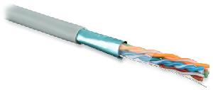 Кабель витая пара, F/UTP, 5e, 4 пары (24 AWG), одножильный (solid), экран - фольга, PVC, –20°C – +75°C, серый, бухта 305 метров