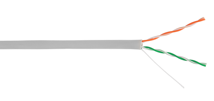 Кабель ULAN U/UTP 2 пары, Кат.5, внутренний, PVC, одножильный, 100МГц, серый, 305м