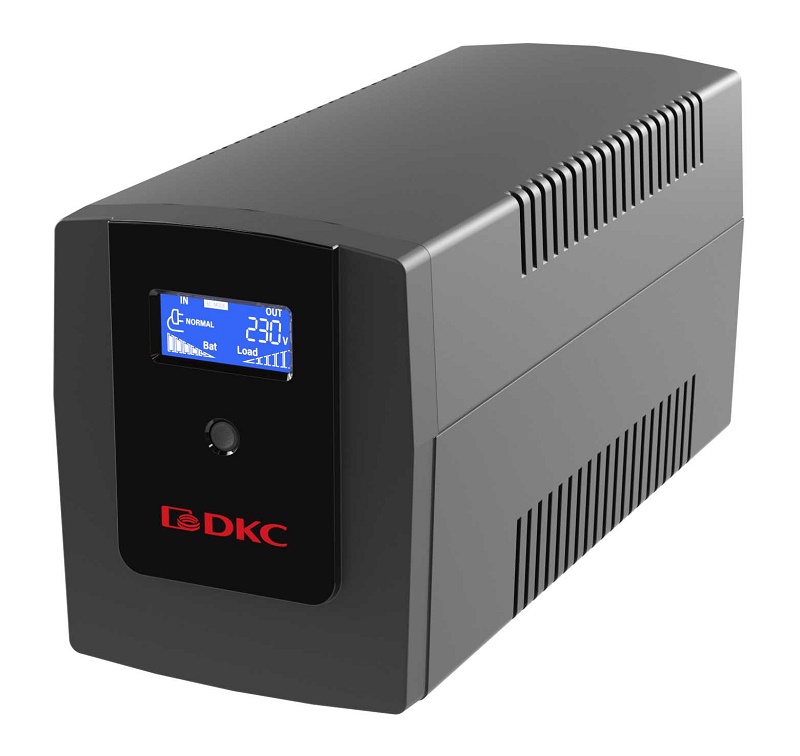 Линейно-интерактивный ИБП ДКС серии Info LCD, 1200 ВА/720 Вт, 1/1, 4xIEC C13, USB + RJ45, LCD, 2x7Aч