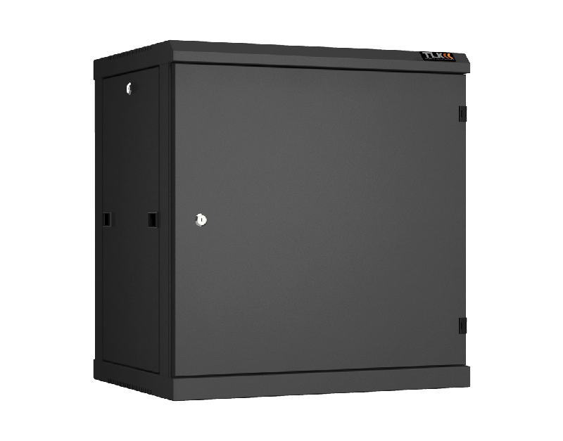 Настенный разборный шкаф TLK 19", 12U, металлическая дверь, Ш600хВ636хГ450мм, 2 пары монтажных направляющих, черный