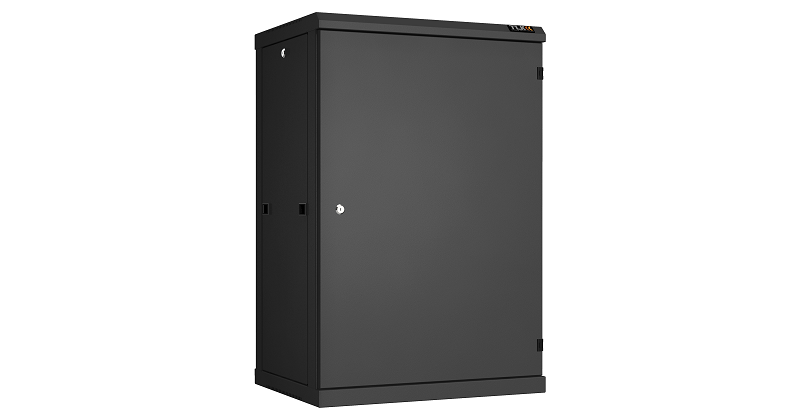 Настенный разборный шкаф TLK 19", 18U, металлическая дверь, Ш600хВ904хГ450мм, 2 пары монтажных направляющих, черный