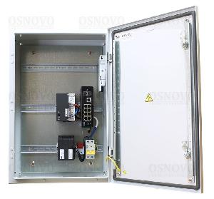 Уличный коммутатор с термостабилизацией на базе уличной станции OSNOVO OS-46T1. Порты: 6 x FE (10/100Base-T) с PoE (до 30W) + 2 x FE (10/100Base-T) с PoE (до 60W) + 1 x GE (10/100/1000Base-T) + 2 x GE SFP (1000Base-X). ССуммарный бюджет PoE до 240W.