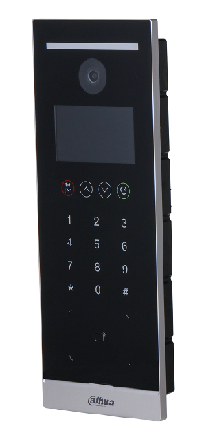 Вызывная панель c сенсорной клавиатурой, Поддерживает открытие через ID-карту, пароль, QR-код и их комбинации. Экран 4.3”,разрешение 800*480; Камера: 1/2.8, 2Mp, 95°, WDR 120 дБ, H.264/H.265. Поддерживает 20000 карт; Поддержка&nbsp;&nbsp;TCP/IP, RS485, Wiegand (вход или выход), тевожные входы/выходы 2/2, выход питания DC12V, 500мА. Питание DC12V, PoE. IP65. Материал корпуса: поликарбонат + АБС-пластик.