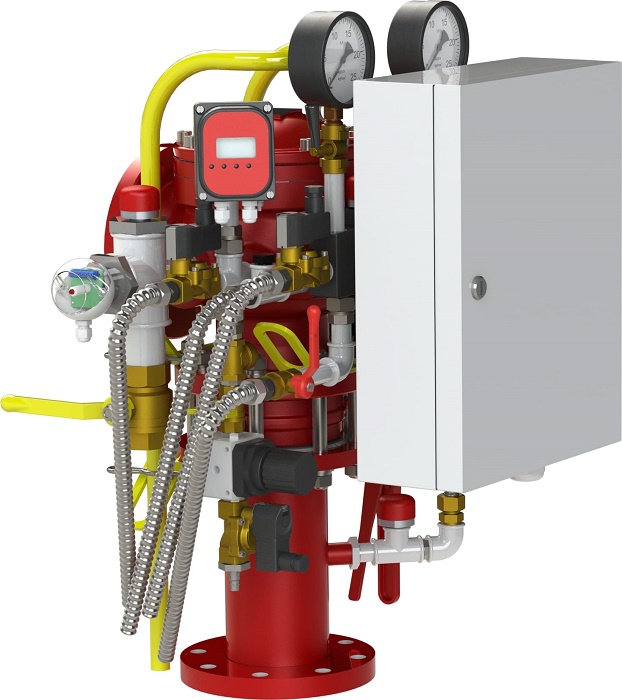 Контрольно-пусковой узел управления с автоматическим контролем пуска DN 100  (узел управления с автоматикой контроля и управления запуском спринклерной установки, исключает ложные запуски и протечки огнетушащего вещества).