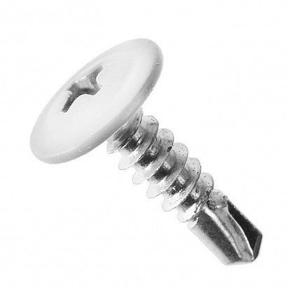 PR08.9225 Саморез 4,2x32 с прессшайбой, сверло, цинк RAL 9003 Белый (1000 шт/уп)