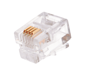Коннектор RJ11/6P4C телефонный, Кат.3 (Класс C), 16МГц, покрытие 6мкд, под многожильный кабель, неэкранированный, уп-ка 100шт.