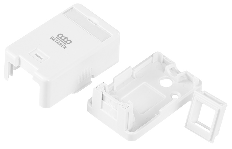 Коробка настенная, 1 порт, шторка, белый