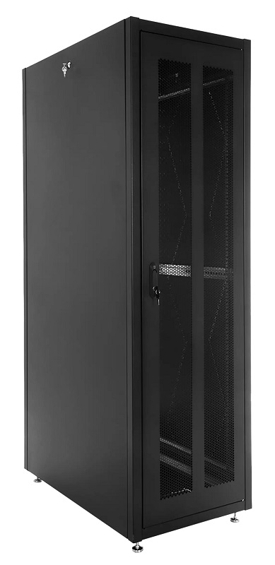Шкаф телекоммуникационный напольный ЭКОНОМ 48U (600 × 800) дверь перфорированная 2 шт., цвет черный