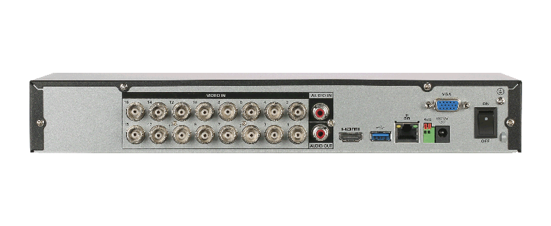 16-канальный HDCVI-видеорегистратор с FR Формат видеосигнала: HDCVI, AHD, TVI, IP, CVBS; отображение: до 8Мп; запись: до 8Мп@7к/с, 4M-N@25к/с; кодирование: AI/H.265+, H.265, H.264+, H.264;  IP-каналы: до 32 каналов, до 8Мп; накопители: 1 SATA III до 10Тбайт
