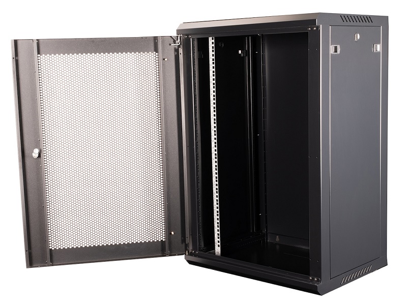 Шкаф 19" телекоммуникационный настенный, 18U 901х600х450 мм, дверь перфорация, черный