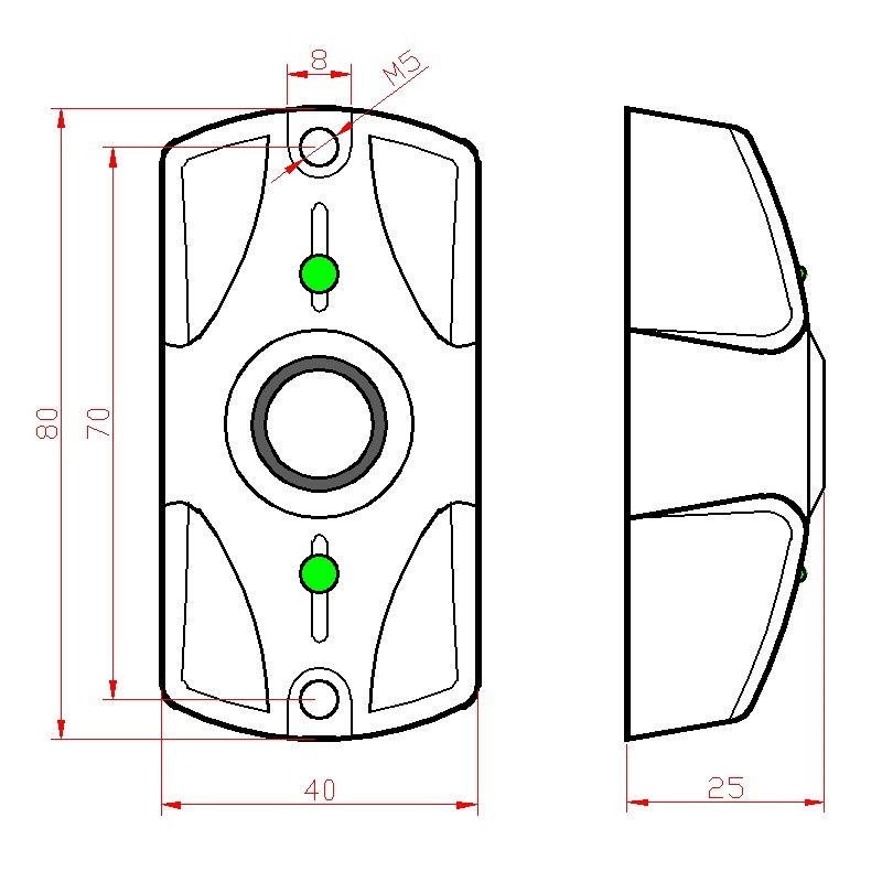 Считыватель TM накладной алюминиевый антивандальный корпус, двухцветная индикация, 12 В, 30 мА, -40...+60 °С, 80х40х25 мм