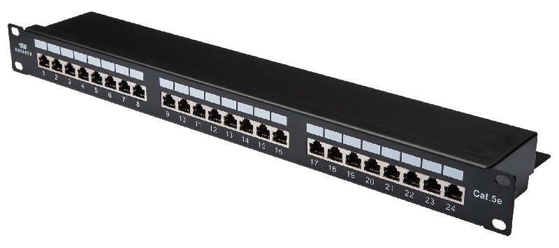 Панель коммутационная кат.5е, STP, 19", 1U, 24хRJ45, 568A/В, черный