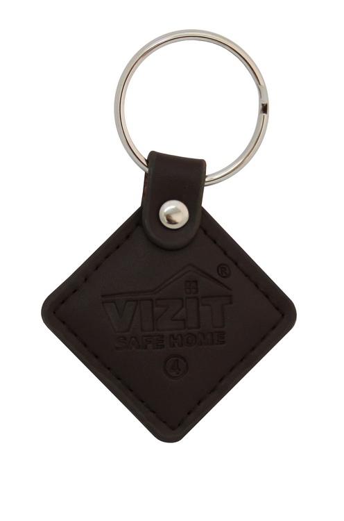 Ключ RF (RFID-13.56 МГц). Кожаный брелок с тиснением логотипа, коричневый. защита  от несанкционированного копирования. Используется совместно с модификациями "F".