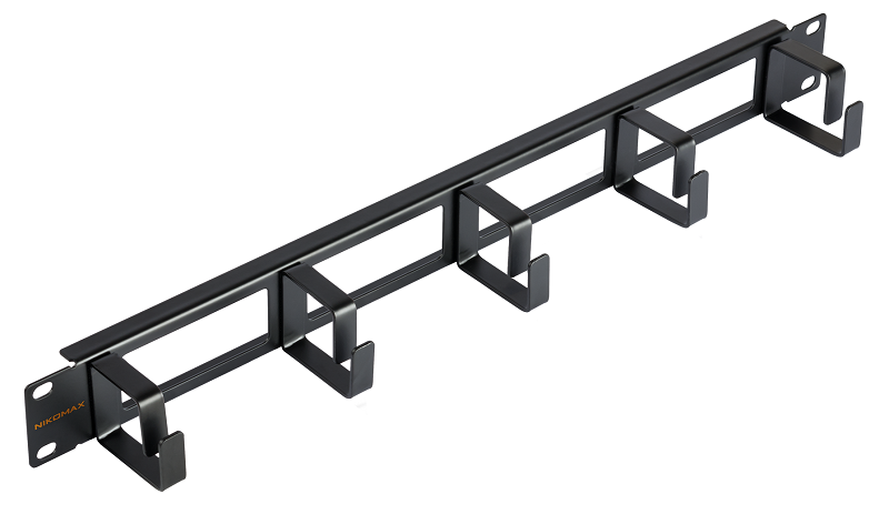 2Кабельный органайзер 19", 1U, глубина колец 40мм, металлический, с отверстиями в опорной планке, черный, уп-ка 2шт.