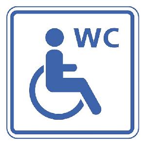 Информационно-тактильная табличка "Знак туалет для инвалидов-колясочников", рельефная, со шрифтом Брайля, 160х160х5 мм