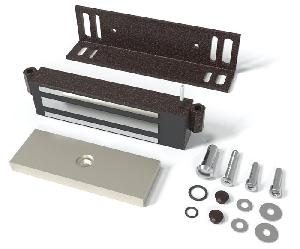 Замок электромагнитный для стальных дверей со стальной рамой, 9-15VDC, 7,2 Вт, усилие удержания 250кг, встроенный модуль перемагничивания, монтажный комплект, угольник 40х50х4мм. Корпус из стали. Цвета: медный антик