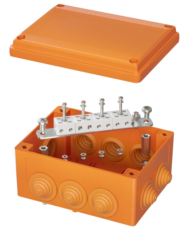 Коробка пластиковая FS с кабельными вводами и клеммниками, IP55, 150х110х70 мм, 8р, 450V, 6A,4 мм2