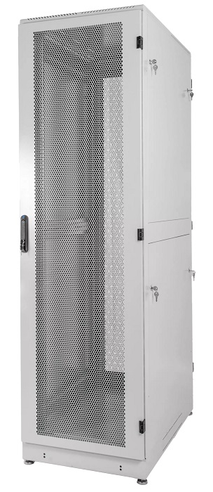 Шкаф телекоммуникационный напольный 42U (600 × 1000) дверь перфорированная, задние двойные перф.