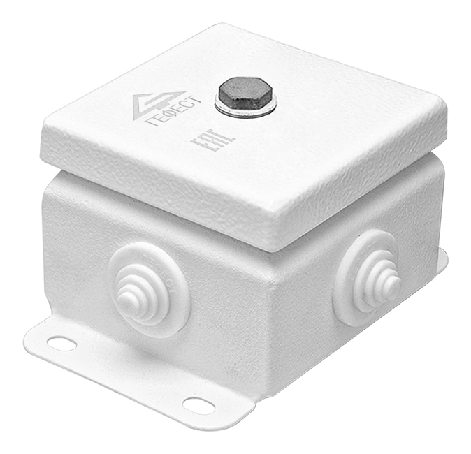 Коробка монтажная огнестойкая IP55, 4 ввода, фарфоровый клеммник 8 контактов, до 3 мм кв., 86х86х62 мм, Сталь оцинкованная 1,2 мм с полимерным покрытием (белый)