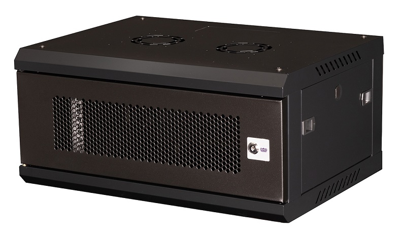 Шкаф 19" телекоммуникационный настенный, 4U 280х600х450 мм, дверь перфорация, черный