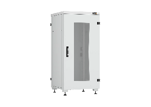 Напольный шкаф серии 19", 24U, стеклянная дверь, цельнометаллические стенки и задняя дверь, Ш600х1241хГ600мм, в разобранном виде, серый