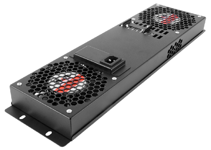 Модуль вентиляторный, 2 вентилятора с терморегулятором 3U, чёрный