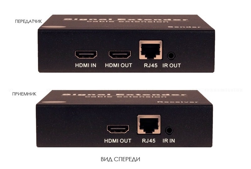 Комплект (передатчик + приемник) для передачи HDMI, ИК управления, RS232 по сети Ethernet. Расстояние передачи "точка-точка" до 200м.