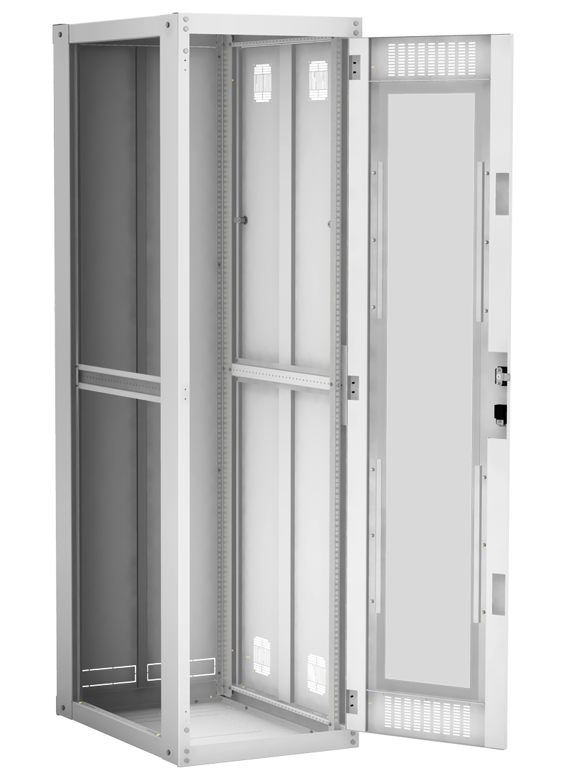 Напольный шкаф 19", 42U, стеклянная дверь, цельнометаллические стенки, Ш600хВ2042хГ800мм, в разобранном виде, серый