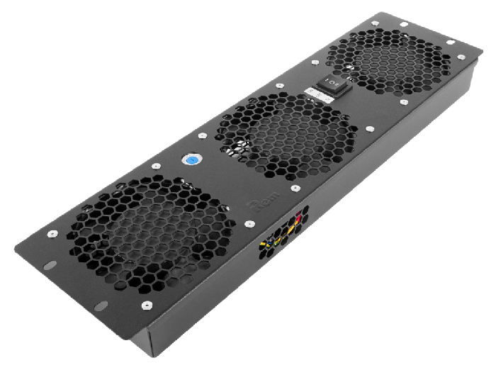 Модуль вентиляторный, 3 вентилятора с терморегулятором 3U, чёрный