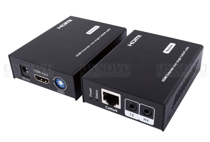 Комплект для передачи HDMI и ИК сигнала управления по одному кабелю витой пары CAT5e/6 до 50м. Разрешение до 1080p, 24бит(Deep Color). Поддержка 3D. 