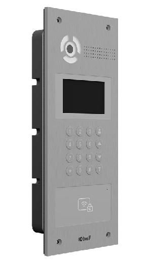 Вызывная видеопанель многоабонентская. Цифровая IP камера: 2.0 Мп. Угол обзора 110°. Возможность поворота камеры ± 15°. 4,3“ TFT цветной экран с подсветкой и подогревом. Встроенное реле. Считывание карт, брелоков стандарта Mifare® Plus и Mifare® Classic. Память до 60 000 идентификаторов (ключей). IP65. -40 до +65 °C. Врезной монтаж. Питание: +12В. Поддержка SIP P2P, Выход Wiegand 26, 32, 34, 37, 40, 42, 56, 58, 64 бит, RS485. Механические кнопки с подсветкой. 375х155х55 мм. Открытый API, поддержка ПО Link.